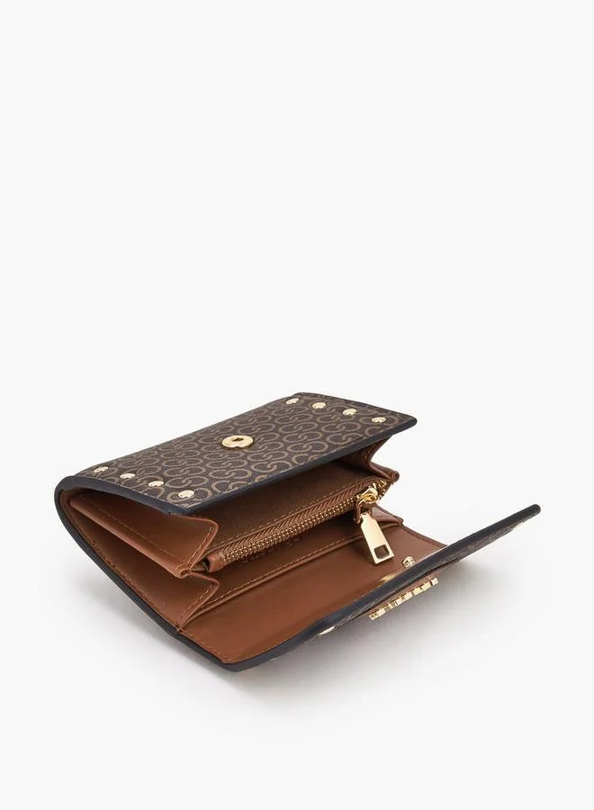 سيليست Stud Embellished Wallet with Button Closure